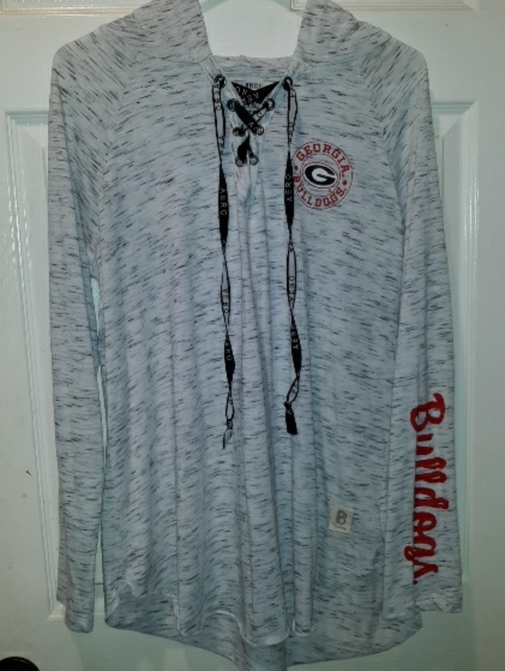 Pressbox "Georgia Bulldogs" Space Dye Criss/Cross Lightweight Hooded Longsleeve